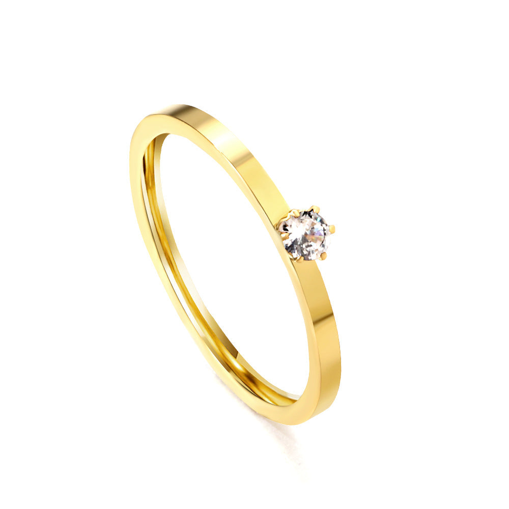 Simple plain ring with multi-color zirconia asonjewelry