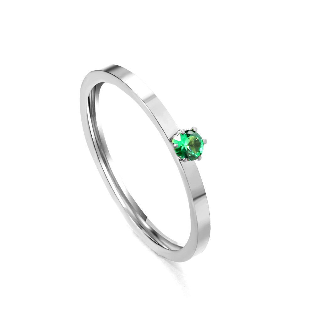Simple plain ring with multi-color zirconia asonjewelry
