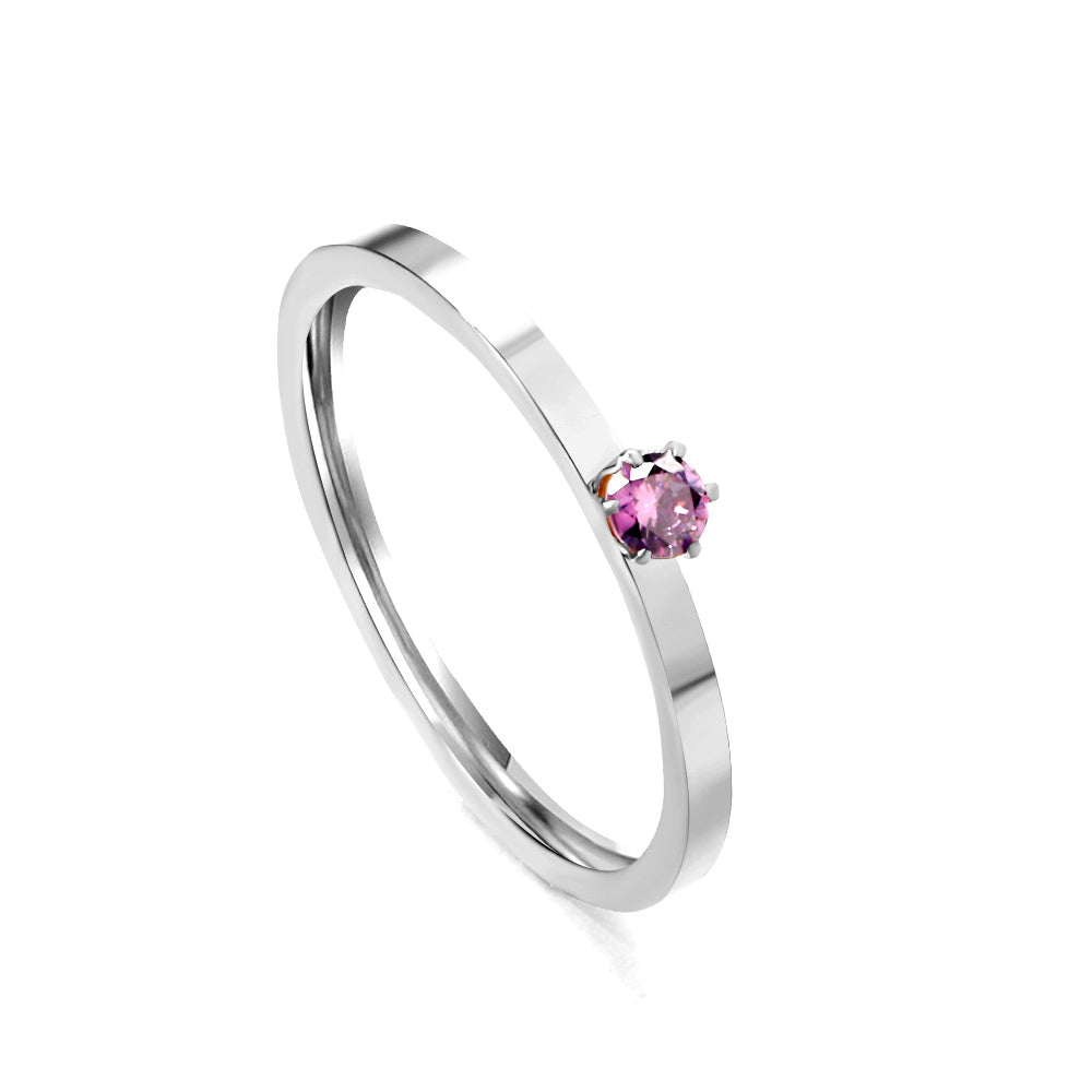 Simple plain ring with multi-color zirconia asonjewelry