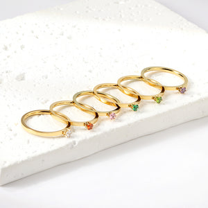 Simple plain ring with multi-color zirconia