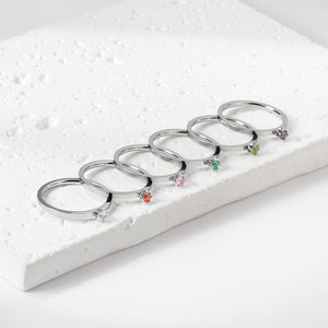 Simple plain ring with multi-color zirconia