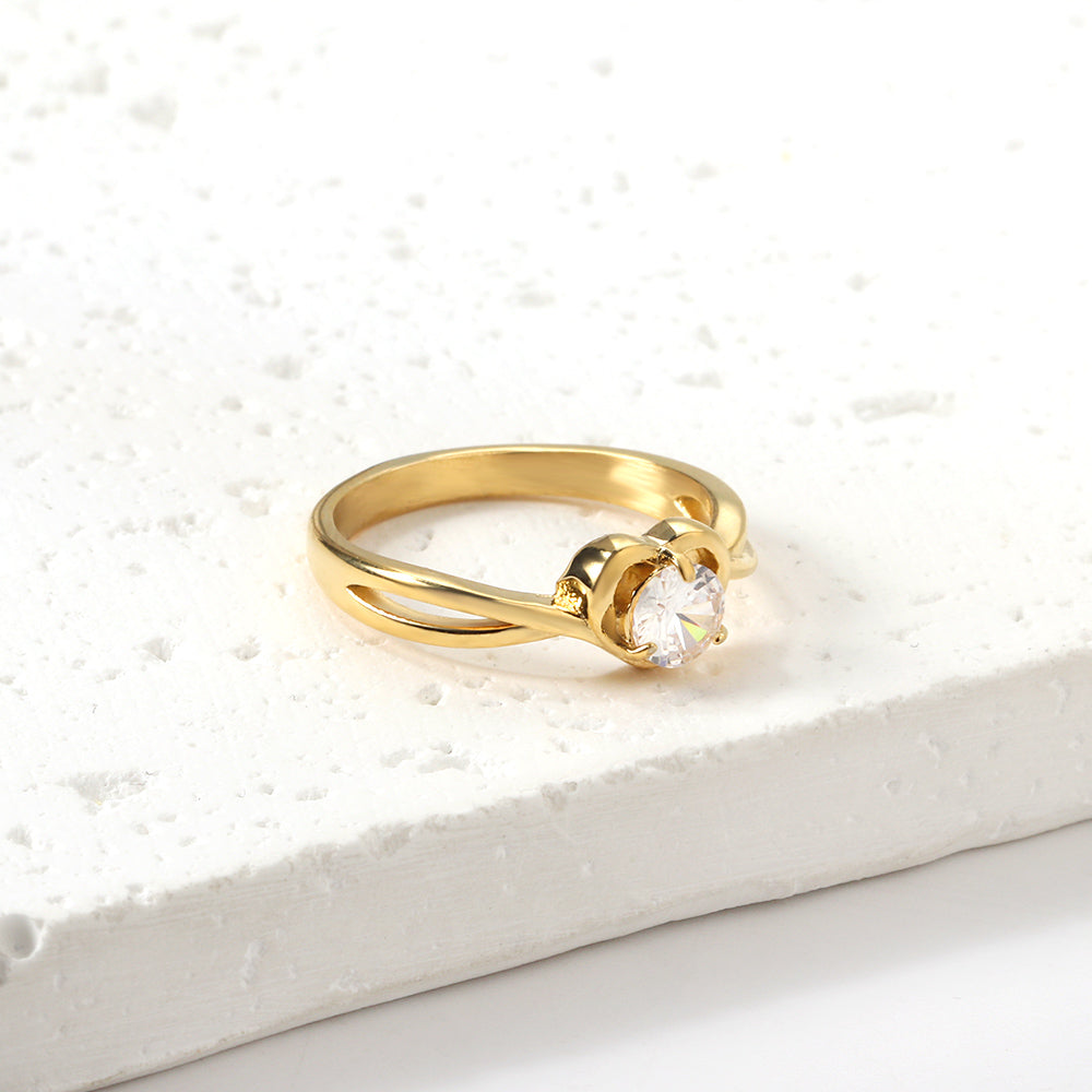 Heartwarming cycle solitaire ring female light luxury niche design flower zirconia exquisite high sense index finger ring asonjewelry