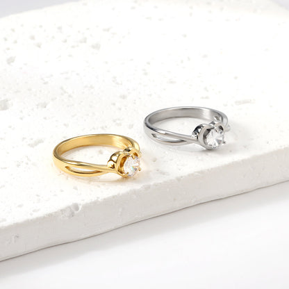 Heartwarming cycle solitaire ring female light luxury niche design flower zirconia exquisite high sense index finger ring asonjewelry