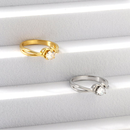 Heartwarming cycle solitaire ring female light luxury niche design flower zirconia exquisite high sense index finger ring asonjewelry