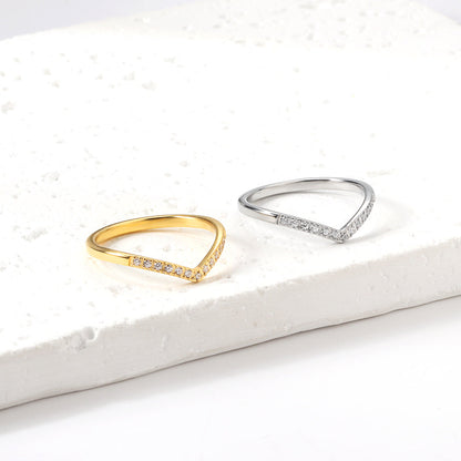 Fashion new micro-set zirconia ring heart shaped with light luxury temperament ring asonjewelry