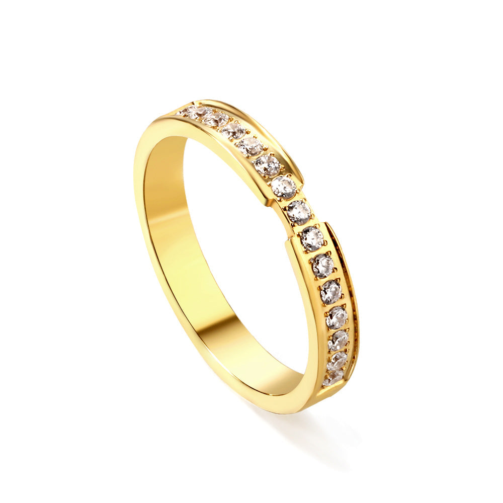 Single ring with multiple small diamonds Gold/steel color asonjewelry