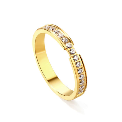 Single ring with multiple small diamonds Gold/steel color asonjewelry