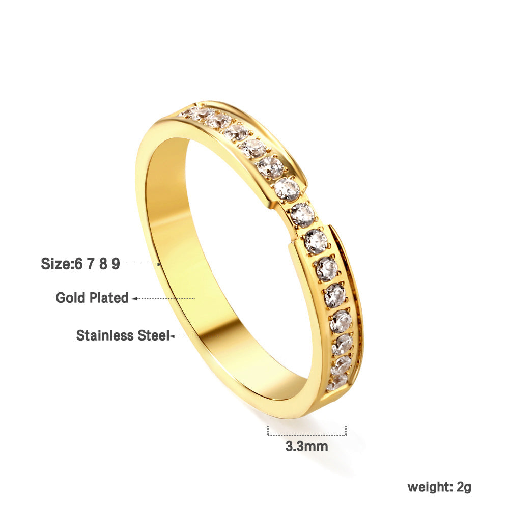 Single ring with multiple small diamonds Gold/steel color asonjewelry
