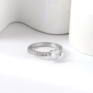 Simple hollowed out crown ring geometric closed edge diamond six claws