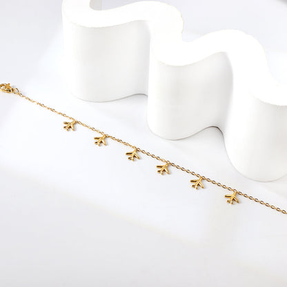 6 Airplane Accessory Anklets 20+5cm Steel Golden asonjewelry