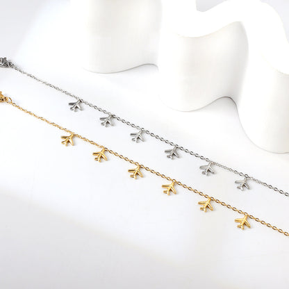 6 Airplane Accessory Anklets 20+5cm Steel Golden asonjewelry