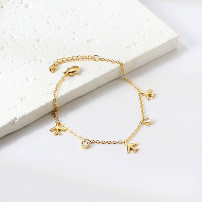 3 planes + 2 cylindrical white diamond bracelet 17+3cm asonjewelry