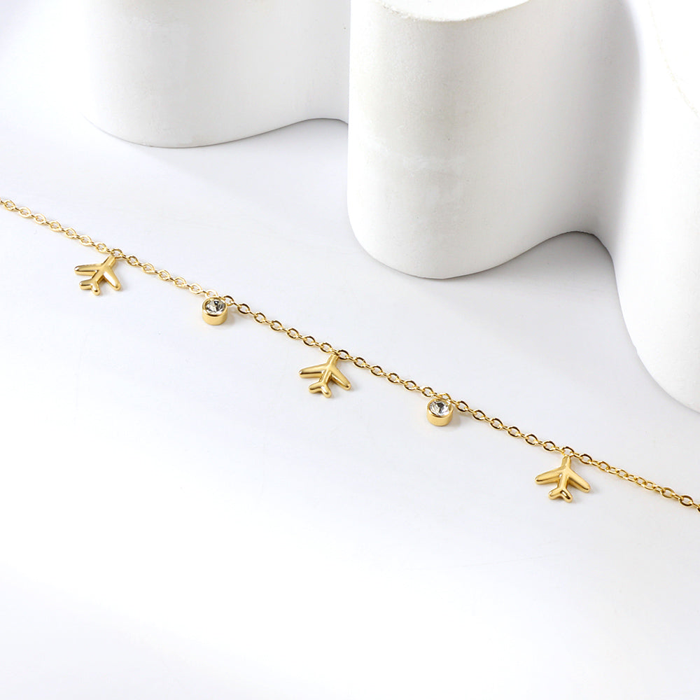 3 planes + 2 cylindrical white diamond bracelet 17+3cm asonjewelry