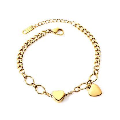 Double heart-shaped accessory bracelet 18+4cm gold asonjewelry