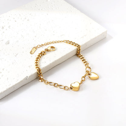 Double heart-shaped accessory bracelet 18+4cm gold asonjewelry