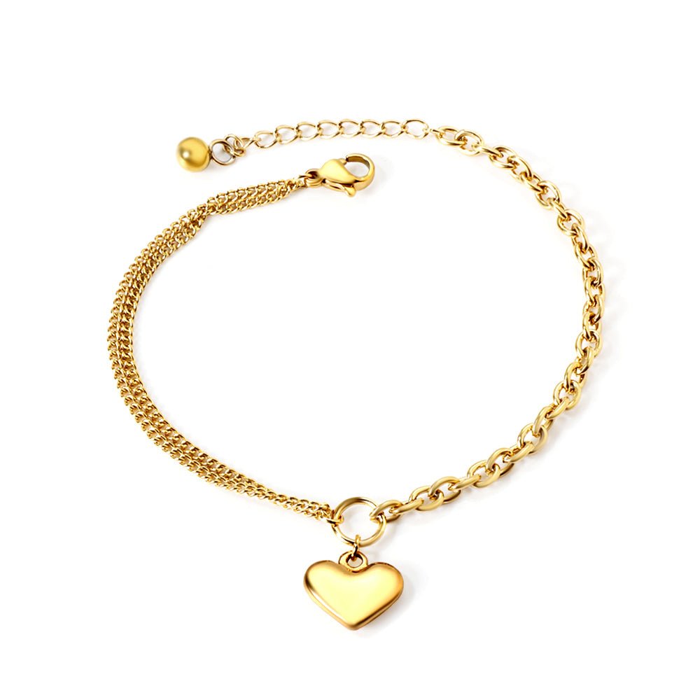 Heart-shaped accessories + half-double chain bracelet 18+4cm gold asonjewelry