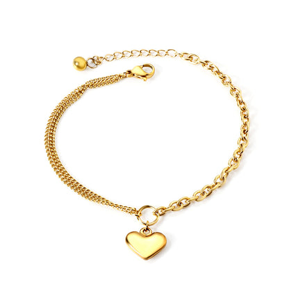 Heart-shaped accessories + half-double chain bracelet 18+4cm gold asonjewelry