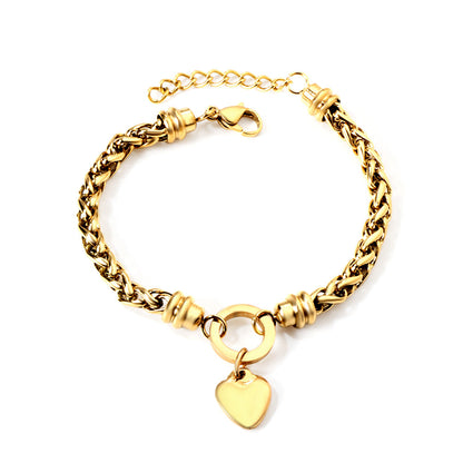 Circle bracelet with heart-shaped accessories 17+3cm gold asonjewelry