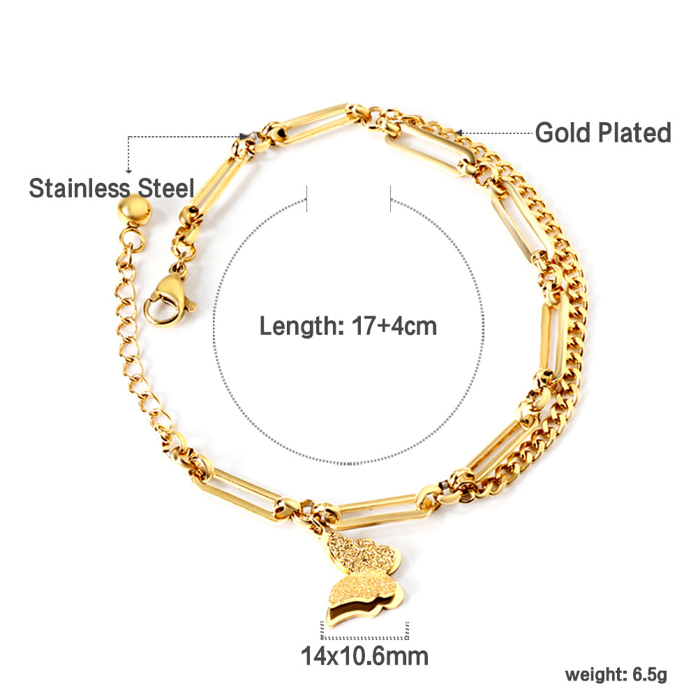 2024 New Year Butterfly Accessories + Half Double Chain Bracelet 17+4cm asonjewelry