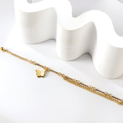 2024 New Year Butterfly Accessories + Half Double Chain Bracelet 17+4cm asonjewelry