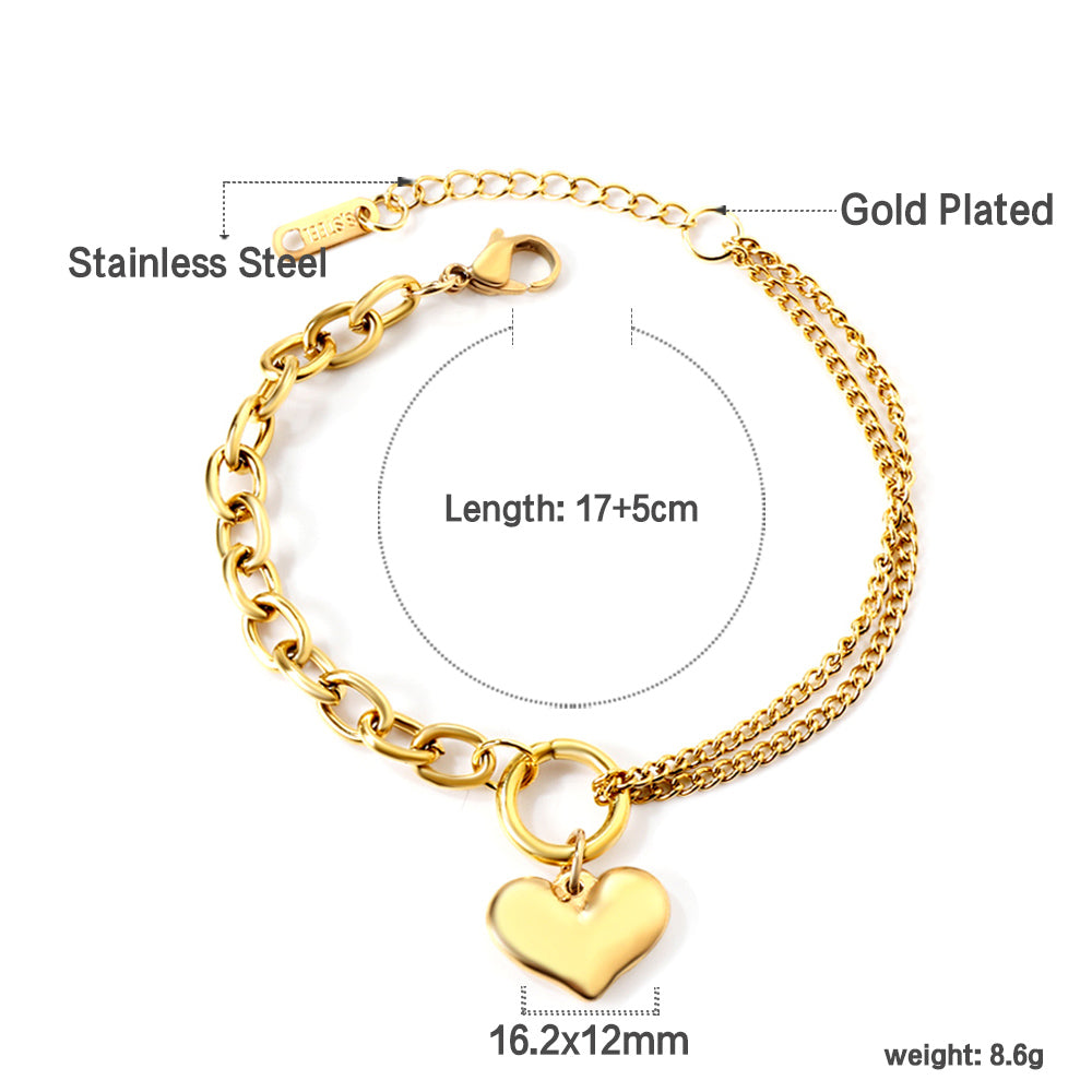 2024 New Year's Heart Accessory + Half Bracelet 17+5cm asonjewelry
