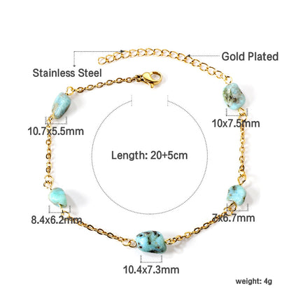 5 light blue & black shaped zirconia anklets 20+5cm gold color asonjewelry