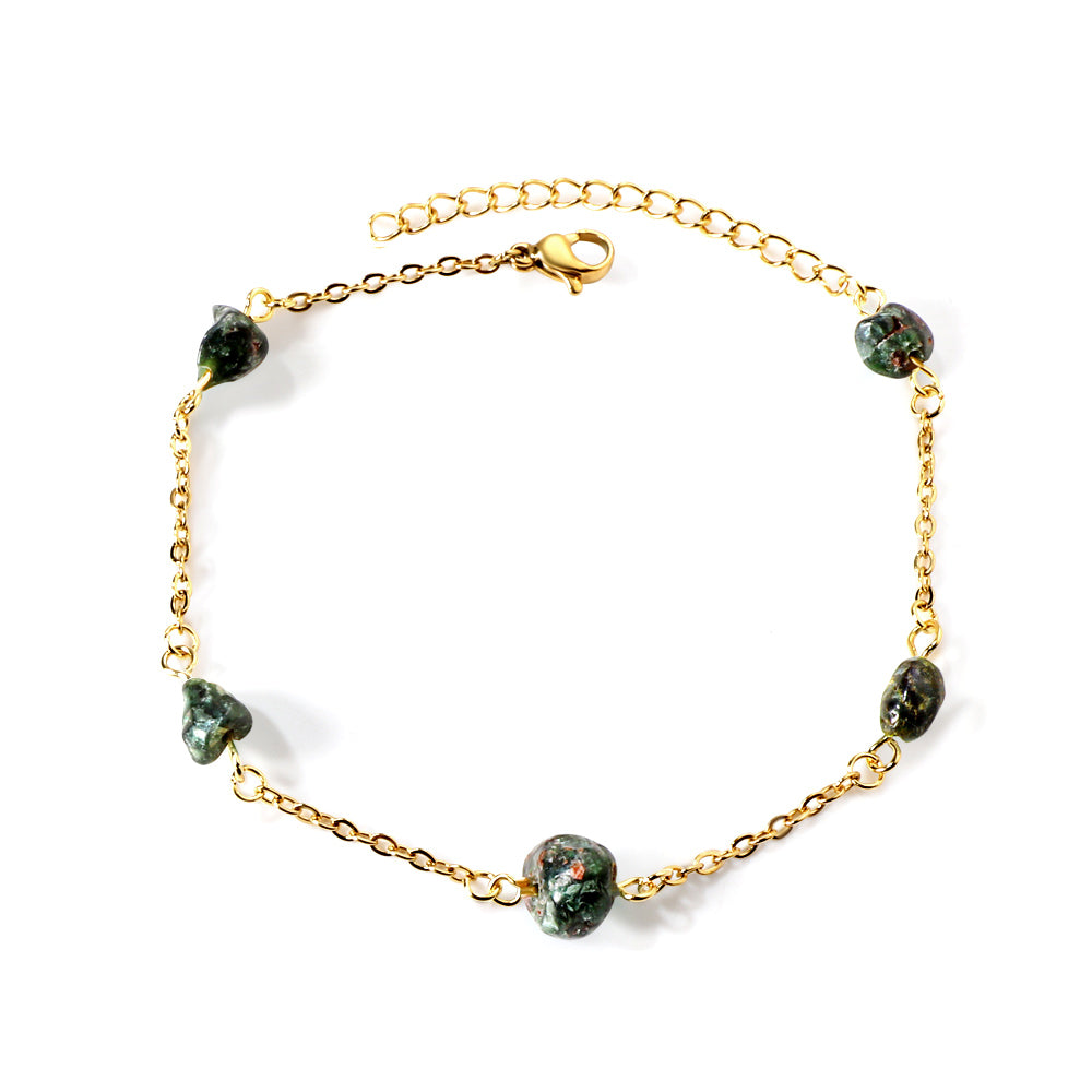 5 light blue & black shaped zirconia anklets 20+5cm gold color asonjewelry