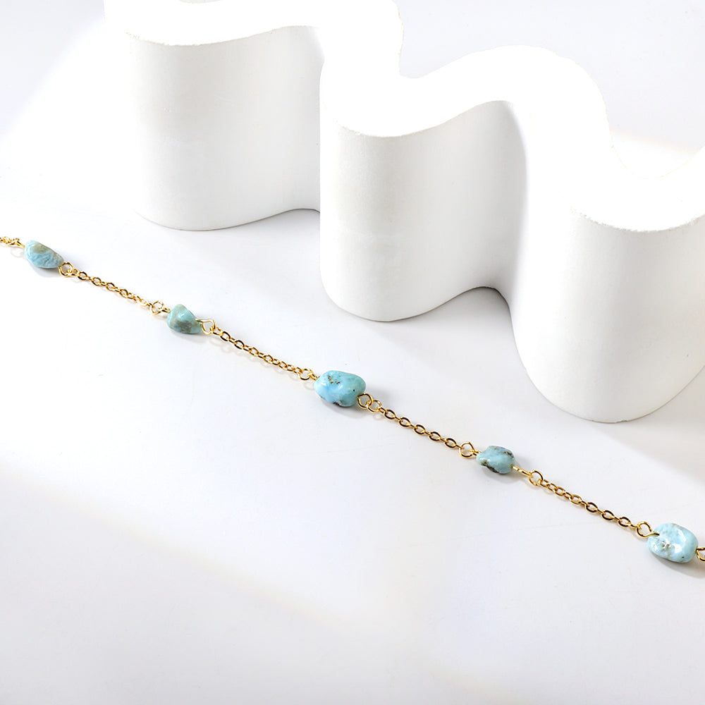 5 light blue & black shaped zirconia anklets 20+5cm gold color asonjewelry