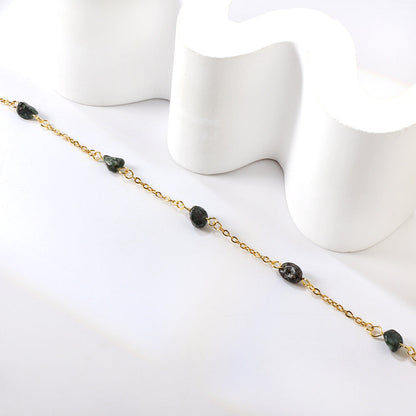 5 light blue & black shaped zirconia anklets 20+5cm gold color asonjewelry