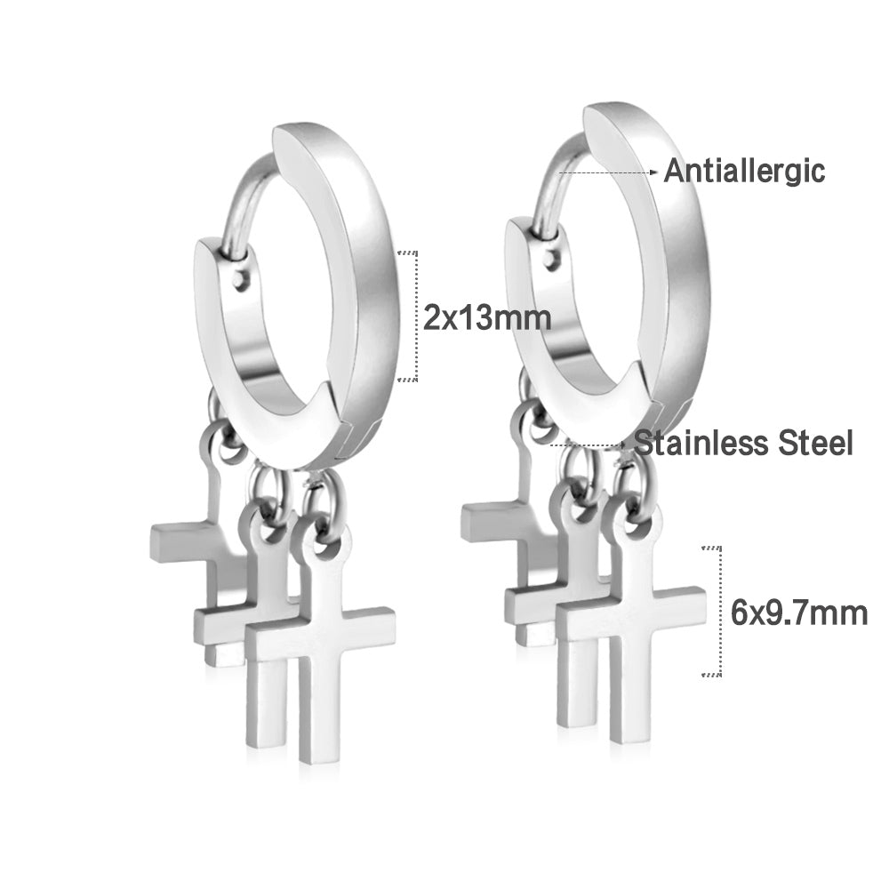 Circle earrings with 3 crosses asonjewelry