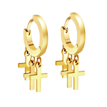 Pendientes círculo con 3 cruces