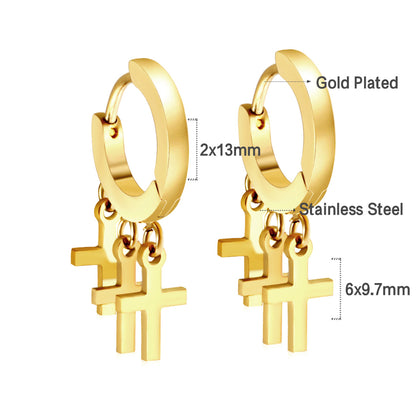 Pendientes círculo con 3 cruces