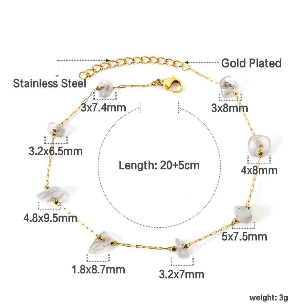 8 white & blue shaped zirconia anklets 20+5cm gold color asonjewelry