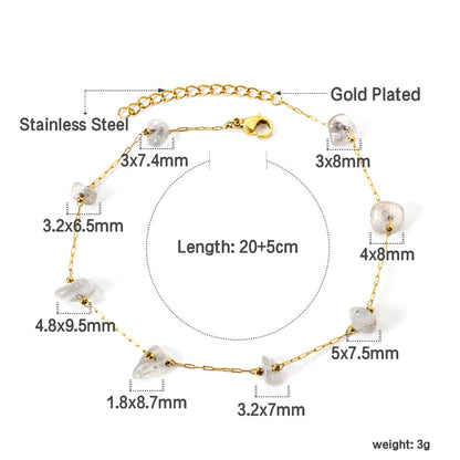 8 white & blue shaped zirconia anklets 20+5cm gold color asonjewelry