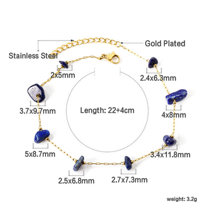 8 white & blue shaped zirconia anklets 20+5cm gold color asonjewelry