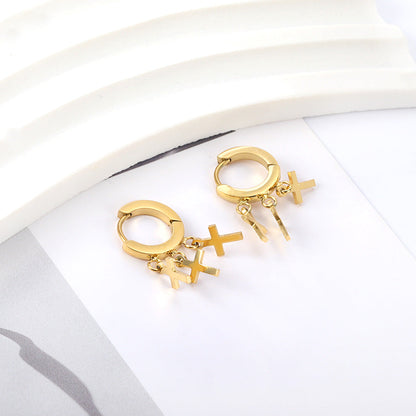 Circle earrings with 3 crosses asonjewelry