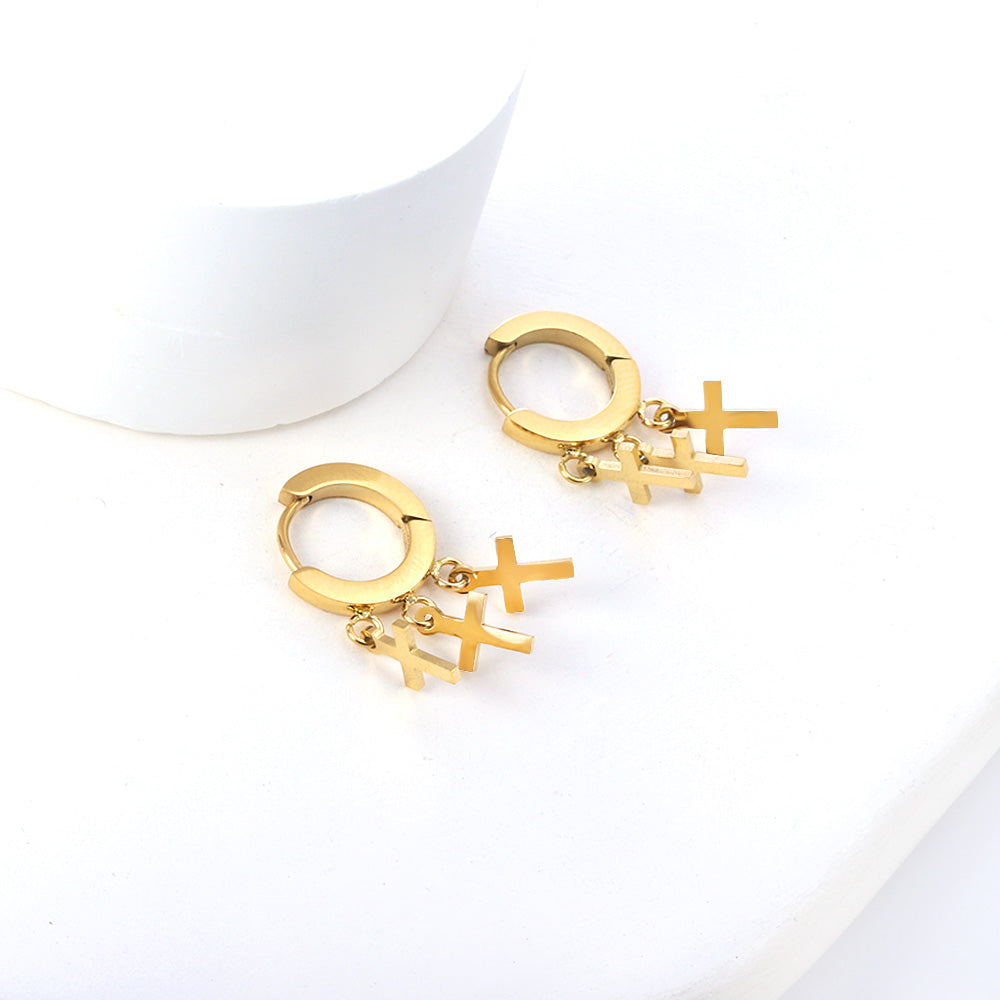 Circle earrings with 3 crosses asonjewelry