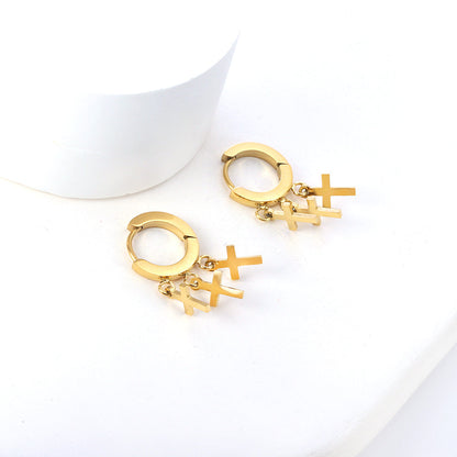 Circle earrings with 3 crosses asonjewelry