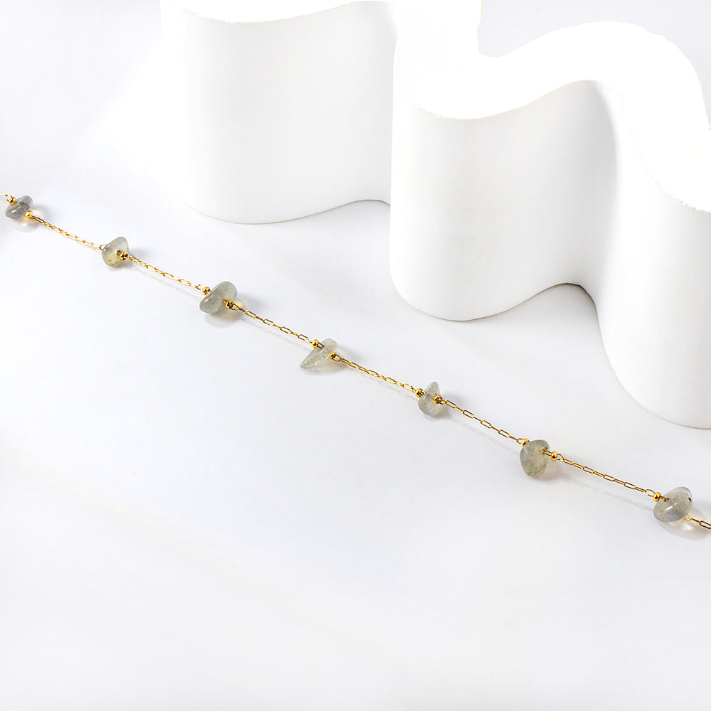 8 white & blue shaped zirconia anklets 20+5cm gold color asonjewelry