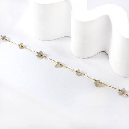 8 white & blue shaped zirconia anklets 20+5cm gold color asonjewelry