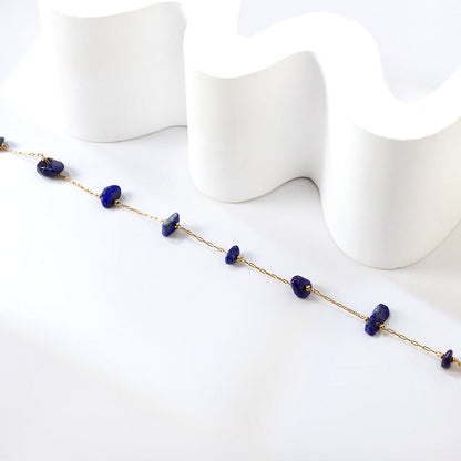 8 white & blue shaped zirconia anklets 20+5cm gold color asonjewelry