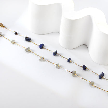 8 white & blue shaped zirconia anklets 20+5cm gold color asonjewelry