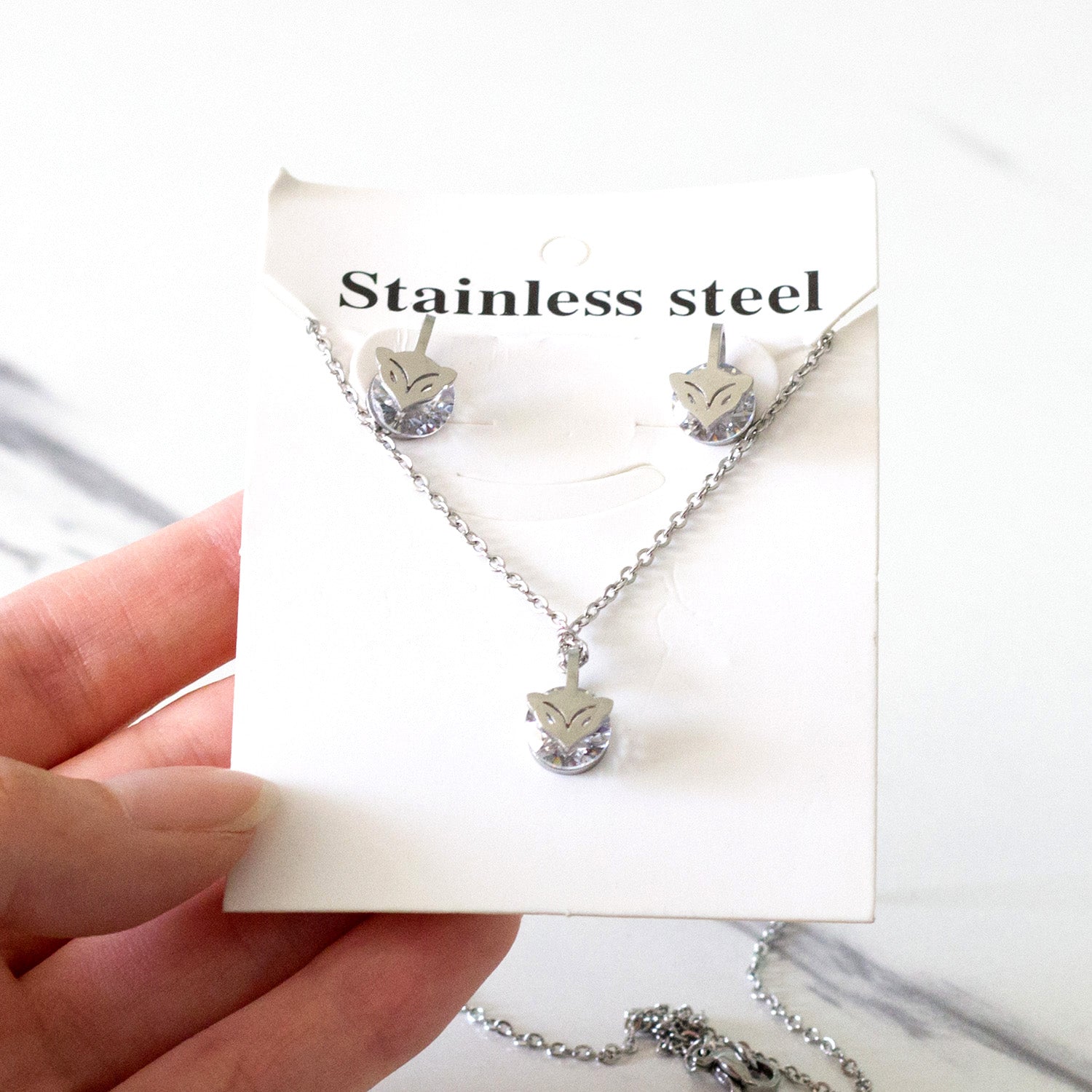 Gold/Steel with Zircon Arrow Shape Pendant Jewelry Set asonjewelry