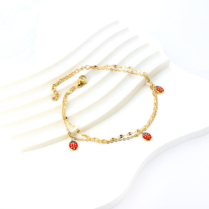 ASON Beetle Insect Mixed Color Accessories Multi-layer Chains Anklet Silver Color Stainless Steel For Women Girl Jewelry asonjewelry