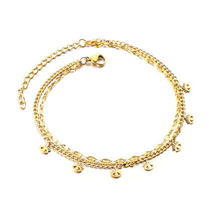 7 Eyelashes with chain + chain bipod 21+5cm gold color steel color asonjewelry