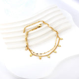 7 four-leaf clovers with chain + chain bipod 21+5cm gold color steel color