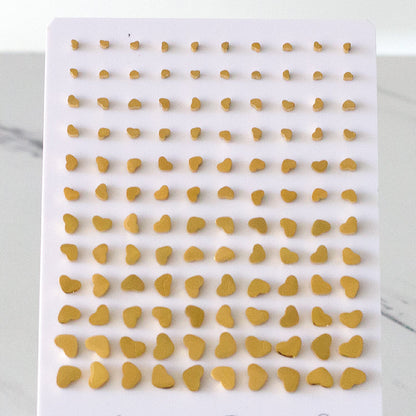 3mm-8mm Card Holder Heart Steel/Gold/Rose Gold/Black Round Cut/Frosted Stud Earrings asonjewelry