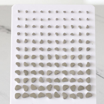 3mm-8mm Card Holder Heart Steel/Gold/Rose Gold/Black Round Cut/Frosted Stud Earrings asonjewelry