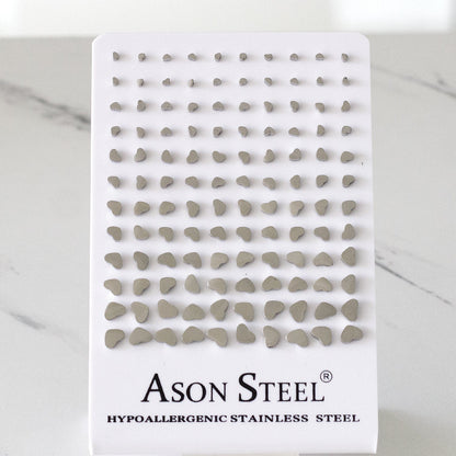 3mm-8mm Card Holder Heart Steel/Gold/Rose Gold/Black Round Cut/Frosted Stud Earrings asonjewelry