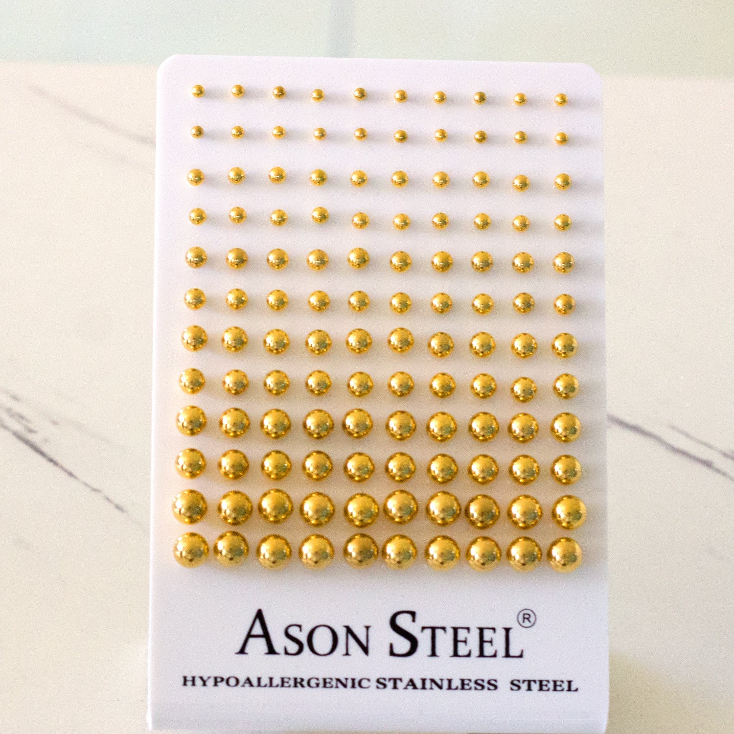 3-8 Card Holder Steel Color/Gold/Rose Gold/Black/Mixed/Seven Color Steel Bead Earrings asonjewelry